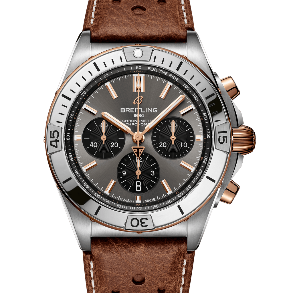 BRT Chronomat B01 42 Triumph Watch with Brown Leather Strap