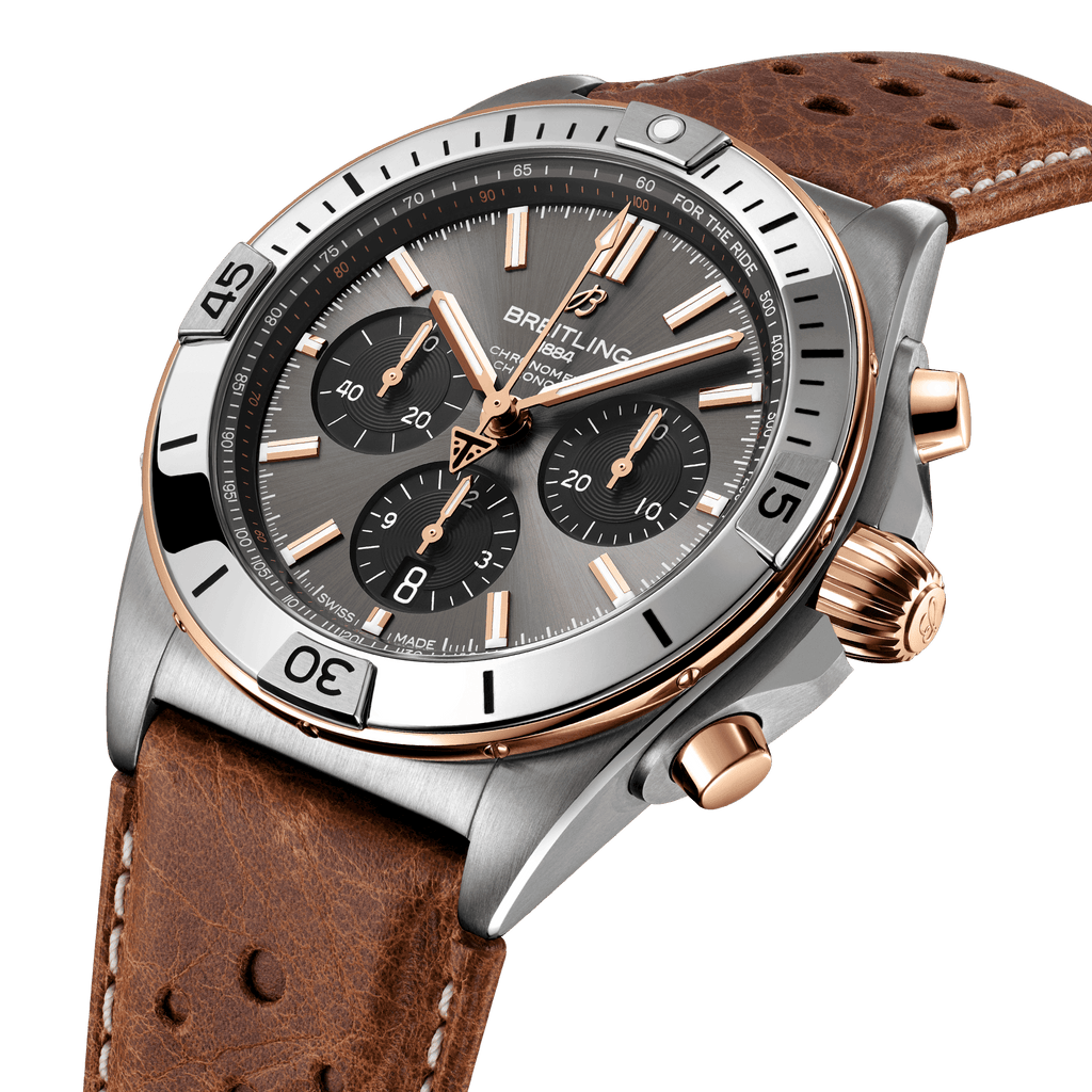 BRT Chronomat B01 42 Triumph Watch with Brown Leather Strap